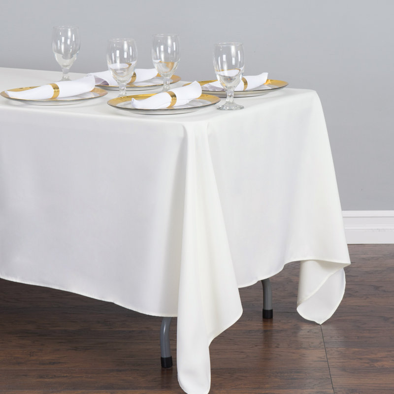 White Cotton Table Cover, 90" L x 57" W