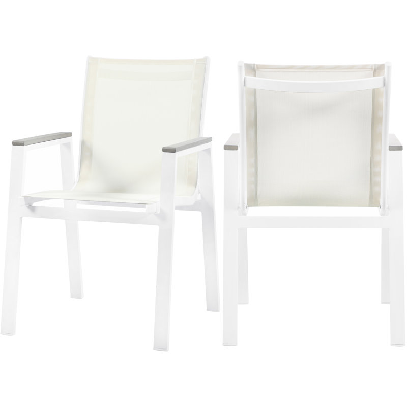 Fauteuil de patio empilable Lajoy, Gris, Blanc, Blanc