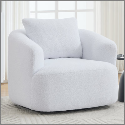 Fauteuil rembourré rond pivotant à 360 ° avec un oreiller moelleux, un canapé éponge en molleton à haute résilience, sans assemblage pour le salon, la chambre à coucher, l’appartement