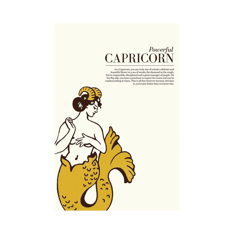 Zodiac Gold Capricorn by The Whiskey Ginger - Wrapped Canvas Gallery-Wrapped Canvas Giclée, Wrapped Canvas