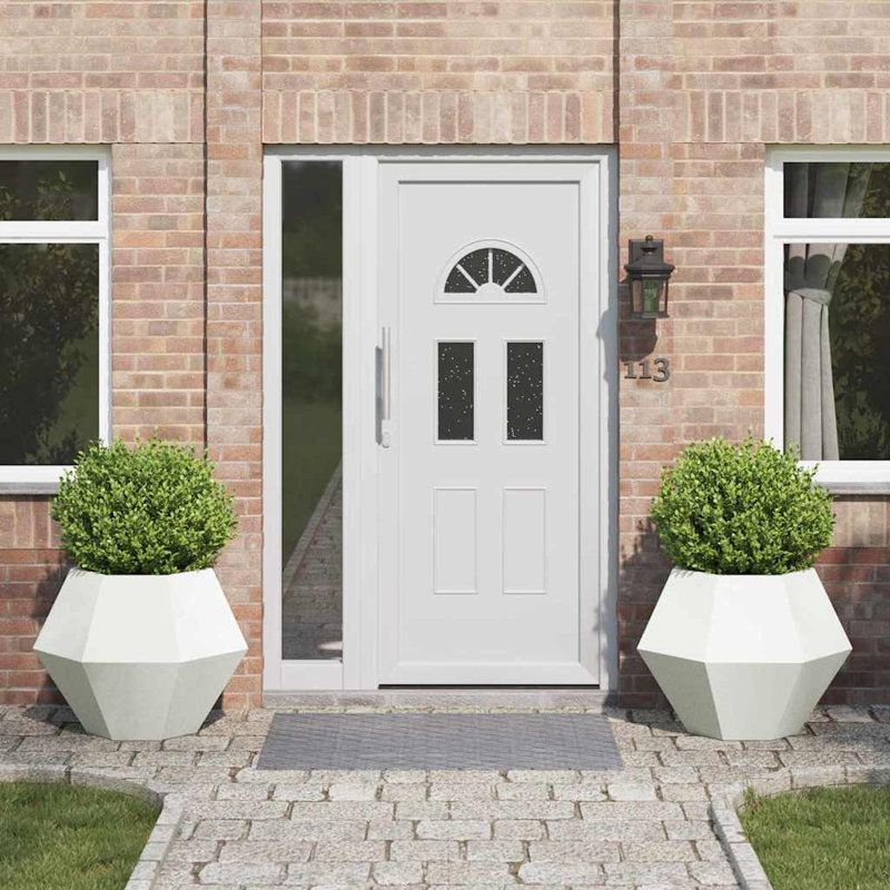 Planter 2 Pcs Steel, 60cm H x 75cm W x 75cm D, White