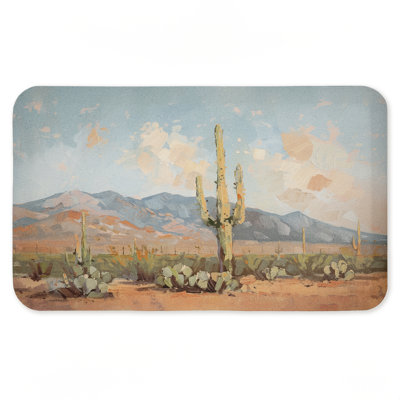 Tapis de sol anti-fatigue Pink Desert Cactus, design par Nina Blue, 30 po x 18 po
