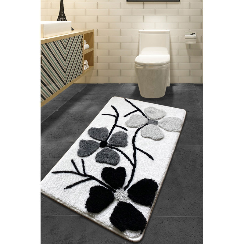 Alon Non-Slip Bath Mat, Black/White
