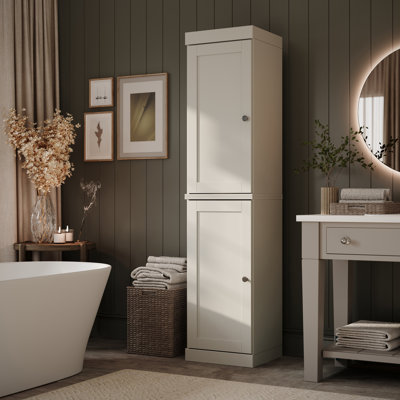 100% Solid Wood Tall Narrow Bathroom Linen Cabinet with Doors, Adjustable Shelves, Modular Bathroom & Laundry Storage Cabinet, 16.5" W x 71.5" H