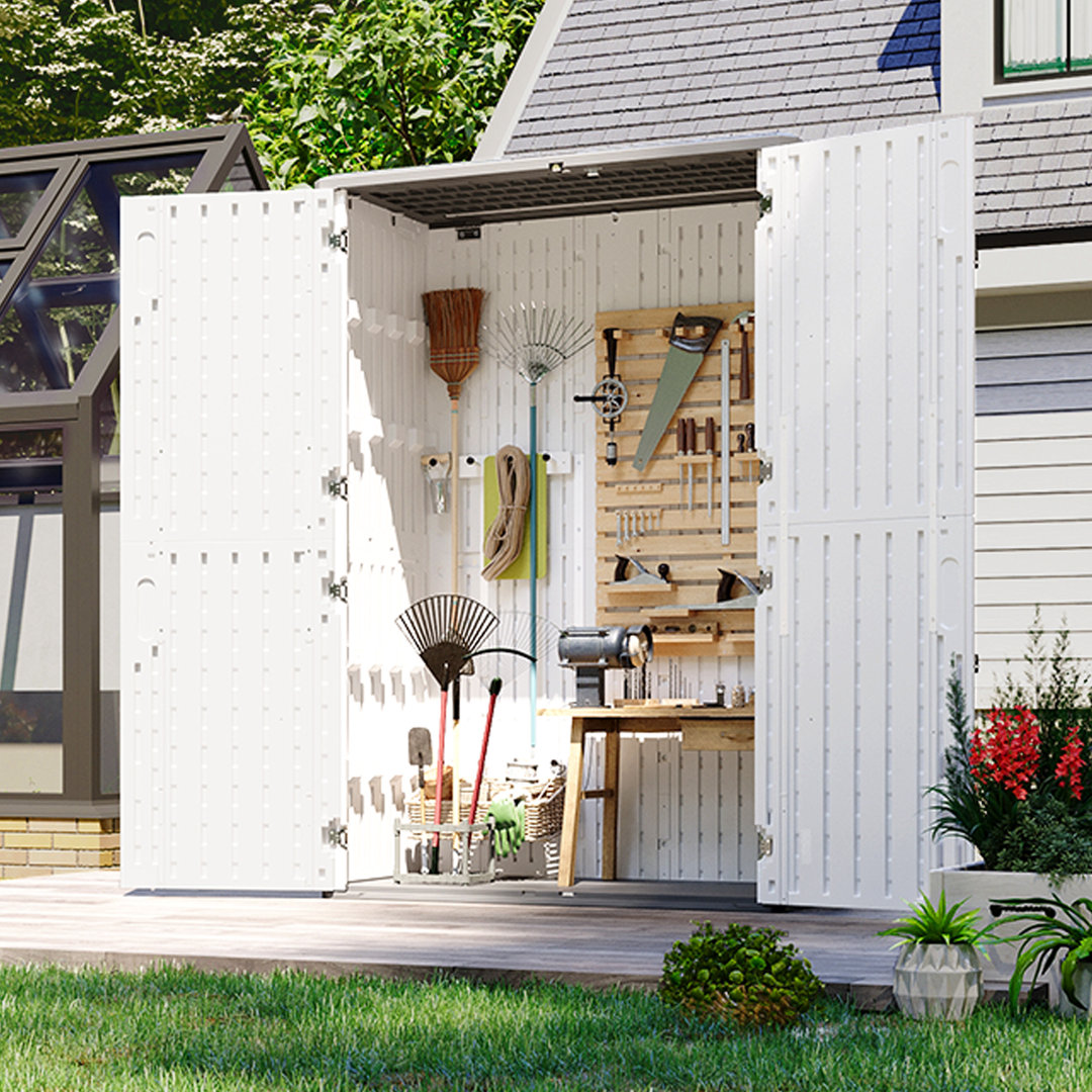 64 Cu.Ft Vertical Storage Sheds Outdoor Waterproof with Floor