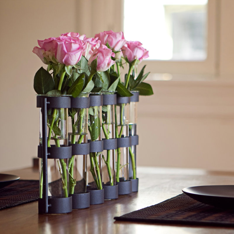 Vases réglables Nacomia, Noir, L 19 po x l 2,5 po x H 8 po