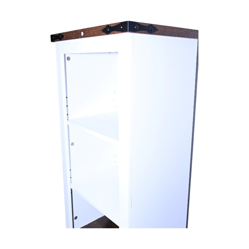 Rangement haut en lin pour la salle de bain et le salon, avec tablettes réglables, tiroir, plateau en noyer noir avec corps blanc, armoire de haute qualité pour différentes pièces, noyer d'aspect, grand