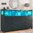 Jaylianiz 6 - Drawer Dresser with Power Outlet, Chest of Drawers with LED Lights and Open Storage-381056293