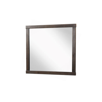 Miroir carré robuste avec placage de chêne noueux et fixation de commode, rehaussant l'esthétique de la pièce