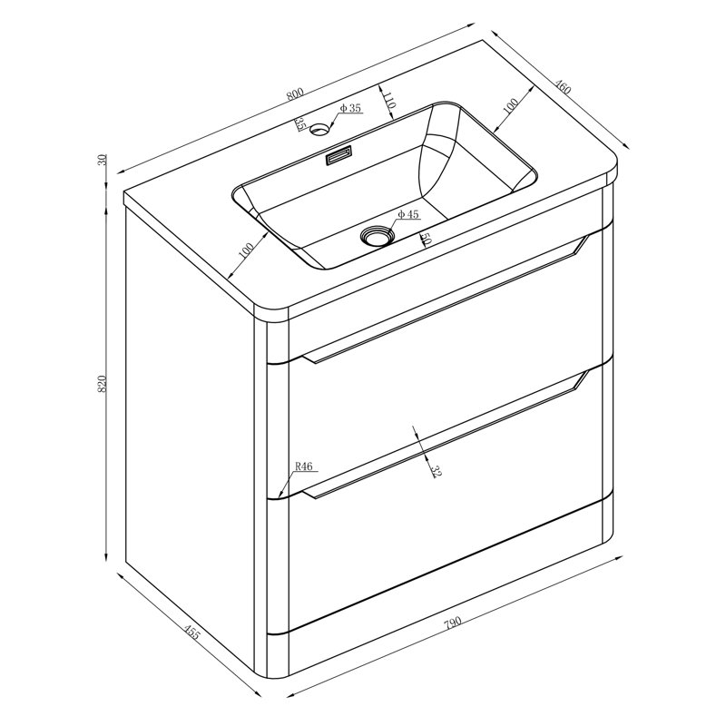 Eve 600mm Single Bathroom Vanity with Integrated Polyglomerate Basin, Charcoal