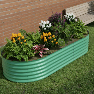 Galvanized Metal Raised Garden Bed – Weatherproof, Rust-Resistant Outdoor Planter, 0.6mm Durable Steel with Safe Edging – For Vegetables, Herbs, Flowers (Green, 8x4x2FT)