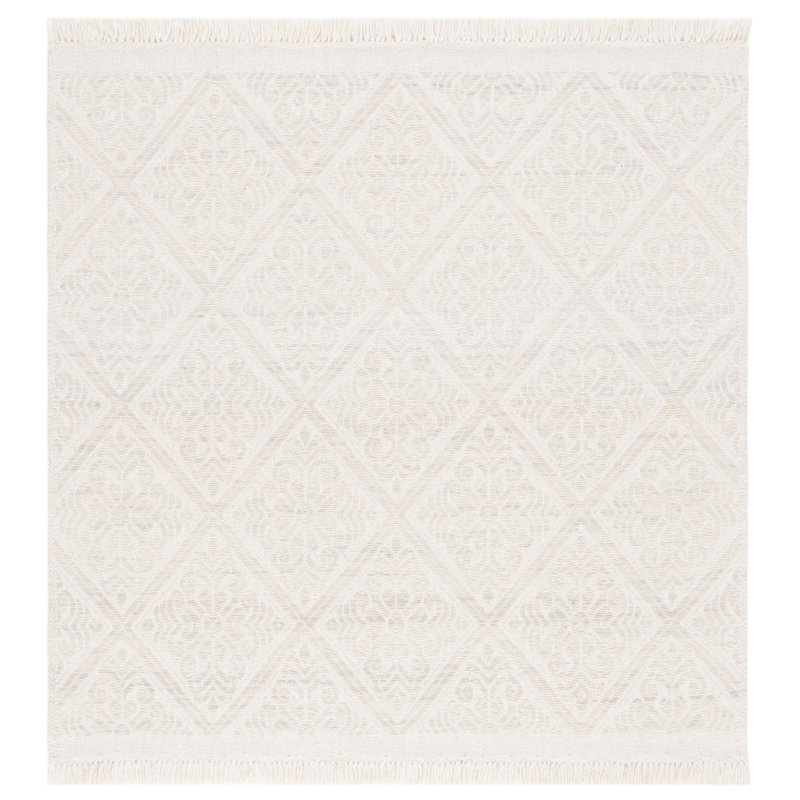 Kornelia Hand Woven Wool Geometric Rug, Square 6'
