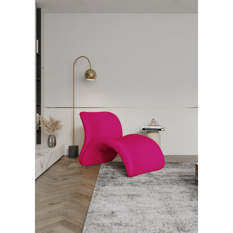 Chaise d'appoint rembourrée en métal rose fuchsia Rosebud, Laine fuchsia