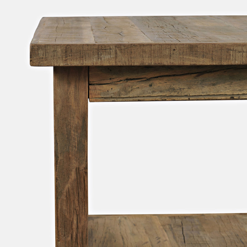Pembroke Reclamation Rustic Reclaimed Solid Wood Square End Table With Storage Shelf