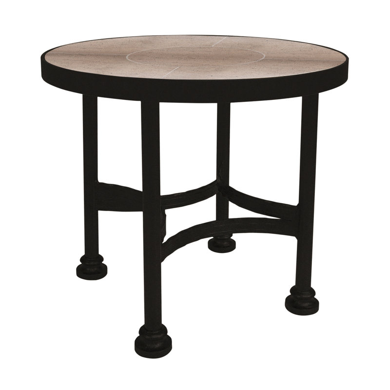 Classico Outdoor Round Side Table, Canyon Taupe, Carbon Black