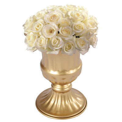 6,3 "de hauteur grand vase à fleurs en métal or pour table