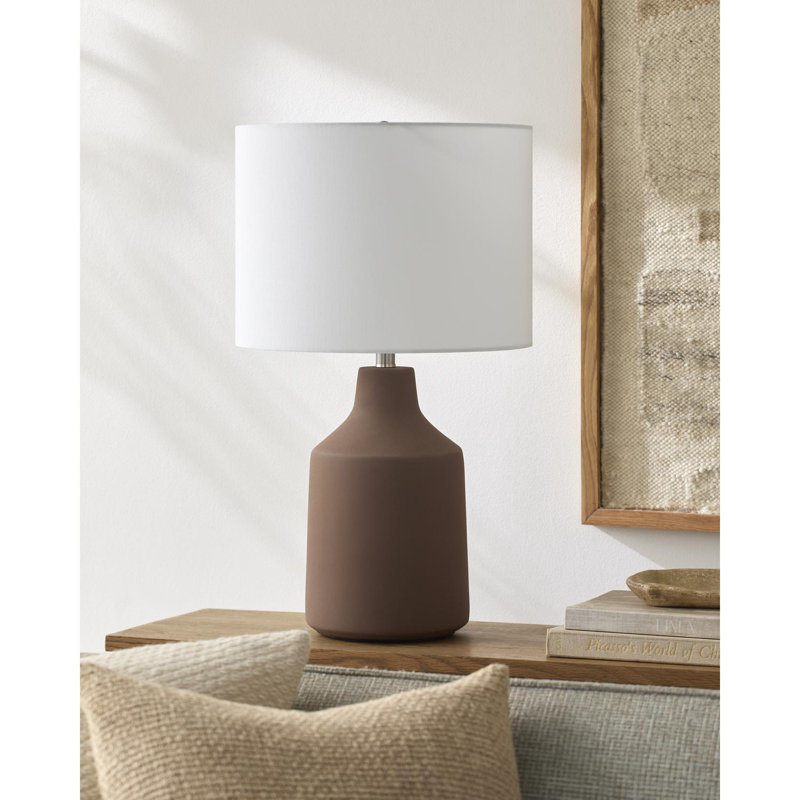 Lampe de table Lockwood, Brun, Blanc / Blanc