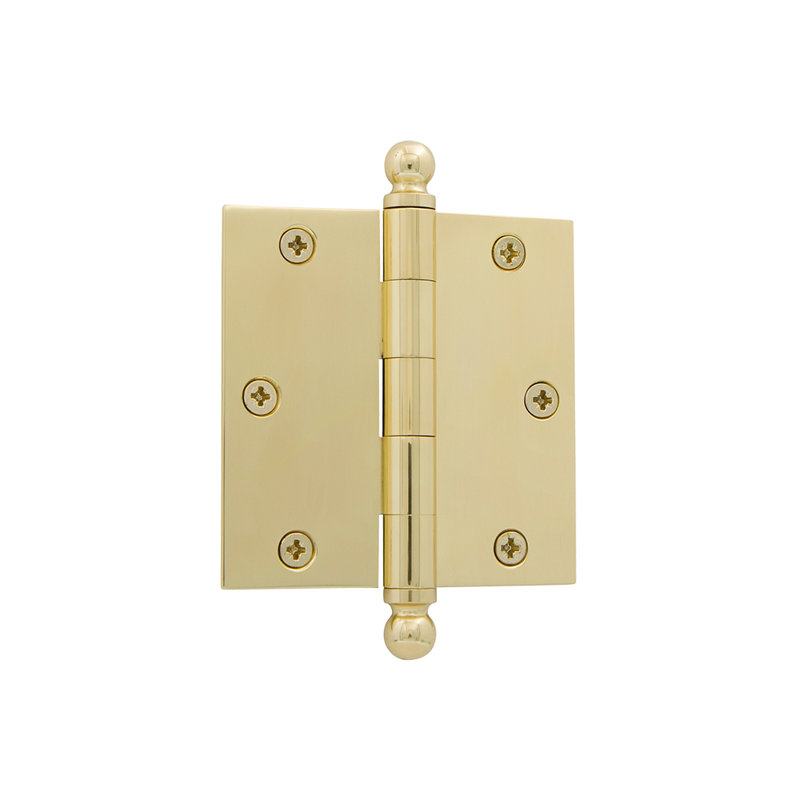 3.5'' x 3.5'' Brass Butt Bearing Hinge, Polished Brass