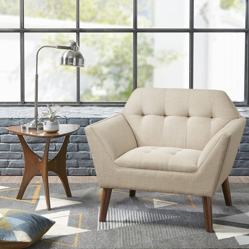 Méridienne, fauteuil d'appoint haut, fauteuil d'appoint moderne, fauteuil rembourré, Polyester beige