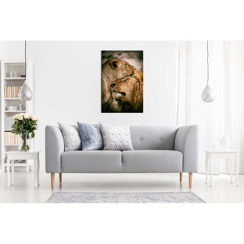 Lion & Lioness - Wrapped Canvas Print, 31cm H x 20cm W