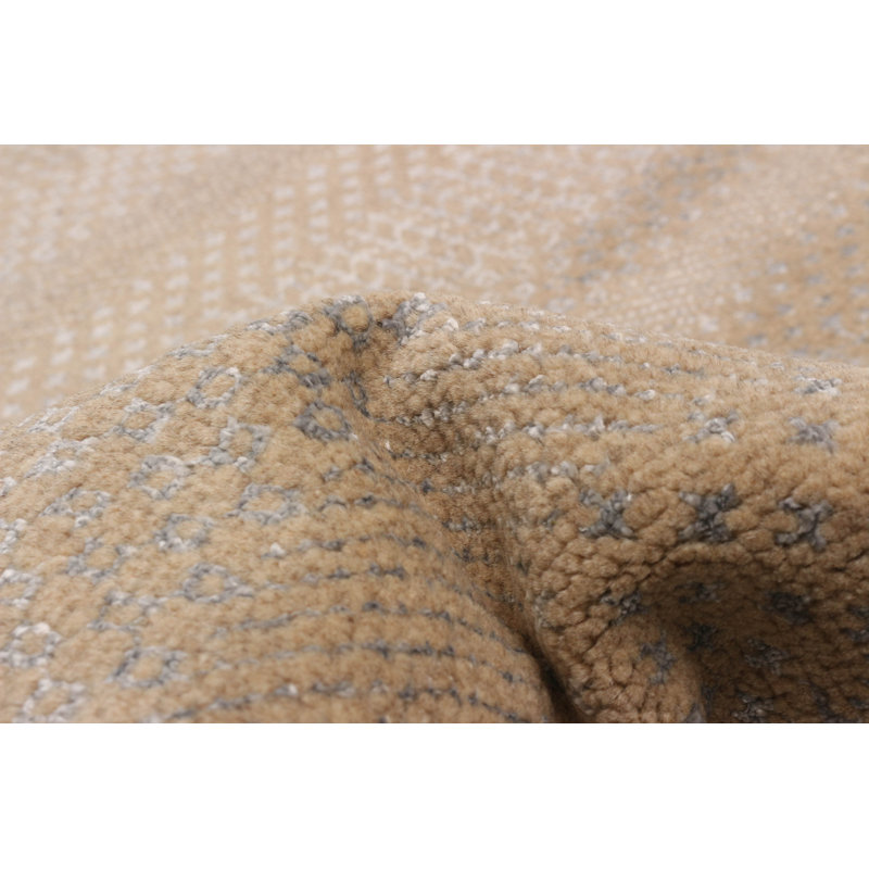 Tapis en soie brun clair ombre 7 pi 11 po x 10 pi 2 po