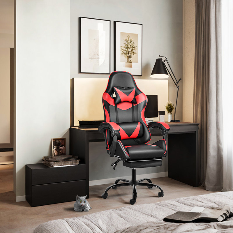Fauteuil de jeu pratique avec repose-pieds, Noir / rouge