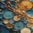 Gold Teal Abstract Spirals II - Modern Curtain - Velvet Room Darkening - 1 Panel-107831814