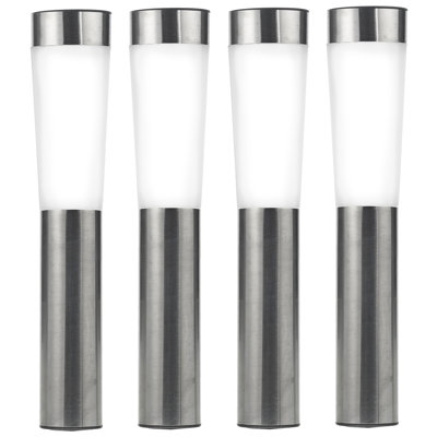 Aly Silver Low Voltage Solar Powered Integrated LED Steel Pathway Lights Pack