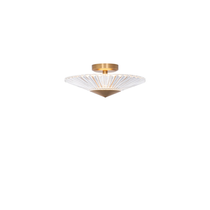 Origami 1 - Light LED Semi Flush Mount, Aged Brass, 5.5" H x 12" W x 12" D