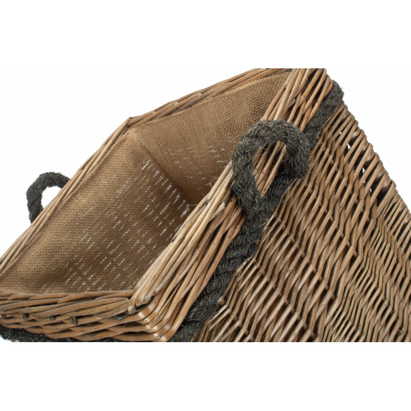 Wicker Storage Basket with Lining, 35cm H x 30cm W x 30cm D, Antique Wash