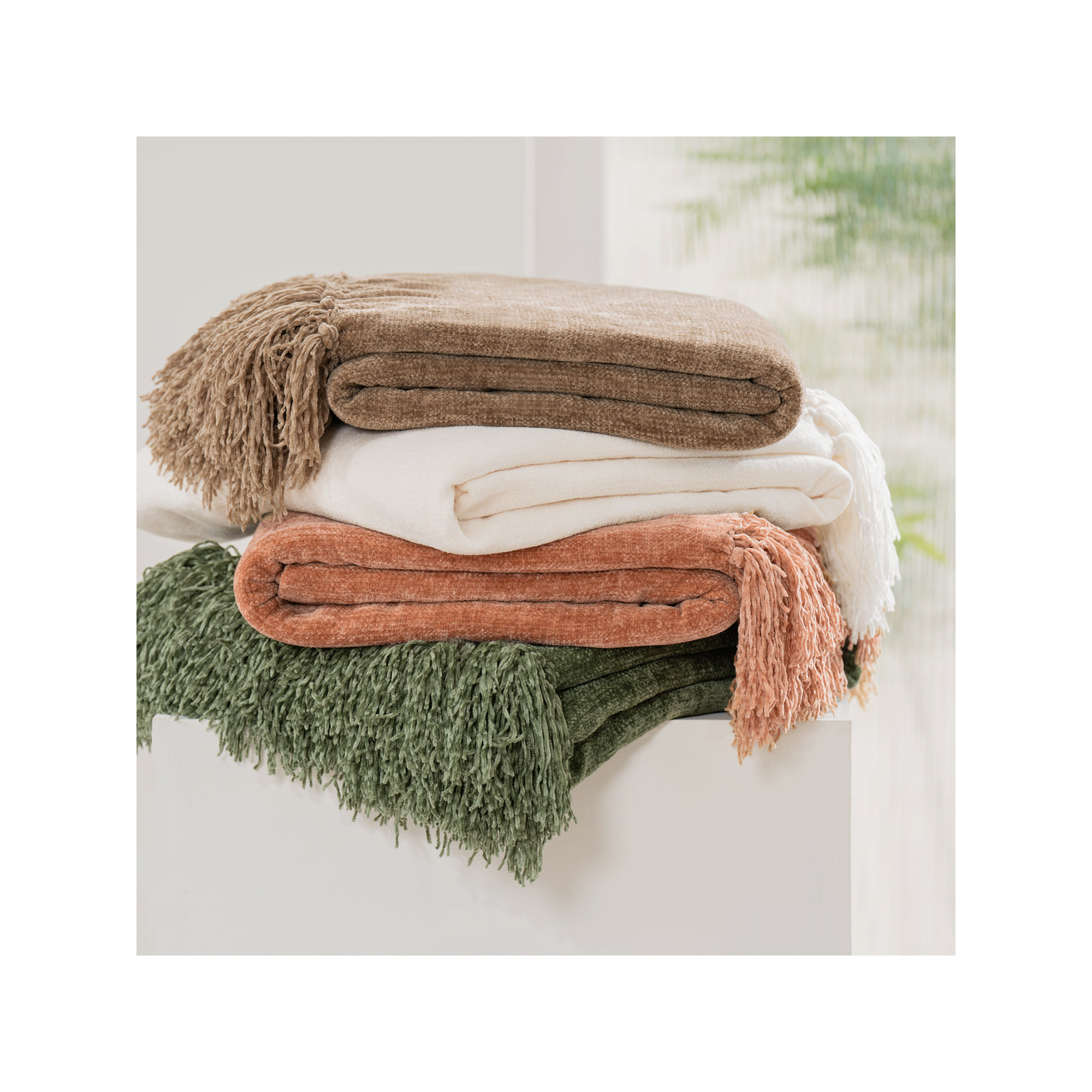 Soft Chenille Throw Blanket, Mocha Brown, 60" L x 50" W