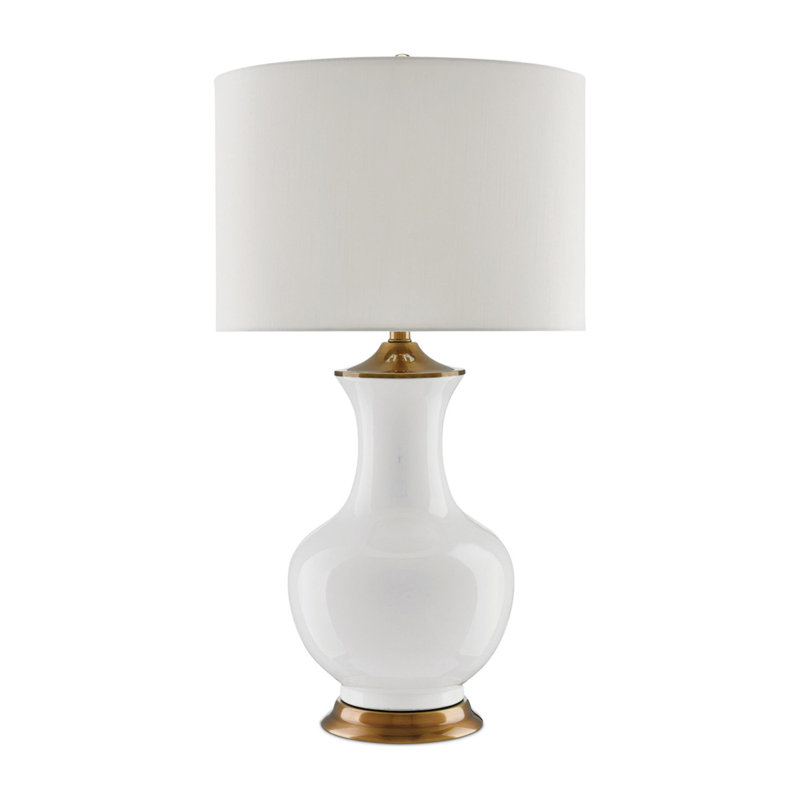 Lilou Table Lamp, White/Antique Brass