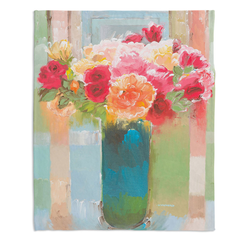 Couverture sherpa doux bouquet de love, l 68 po x L 80 po