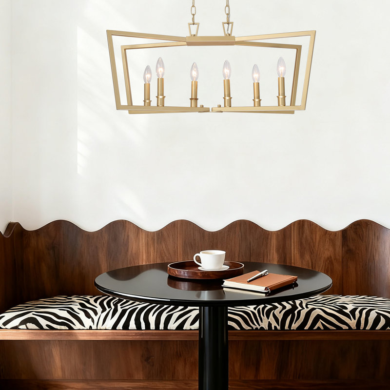 6-Light Gold Kitchen Island Linear Pendant