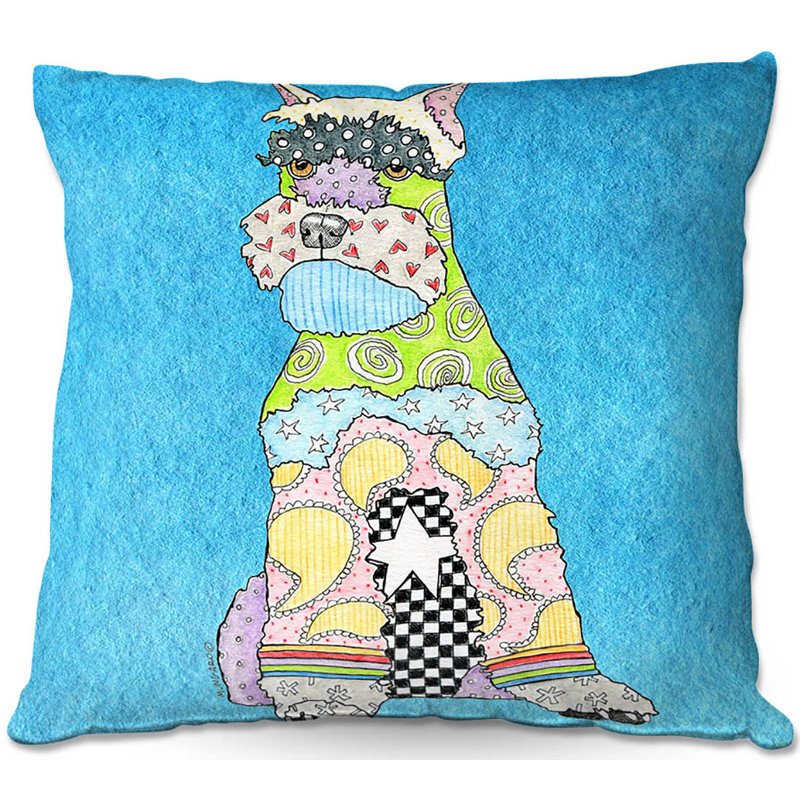  Coussin Couch Schnauzer, 20 po x 20 po, Turquoise