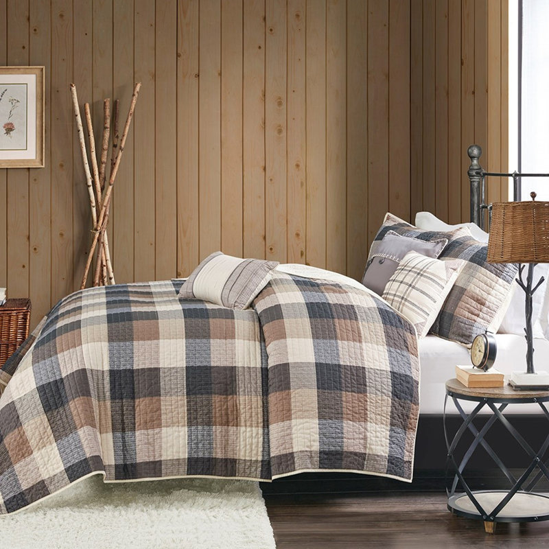 Couette 6 pièces à chevrons, couleur neutre, motif à carreaux Buffalo, coussins imprimés cousus à la main, style neutre et décoratif, avec toutes les fonctionnalités.