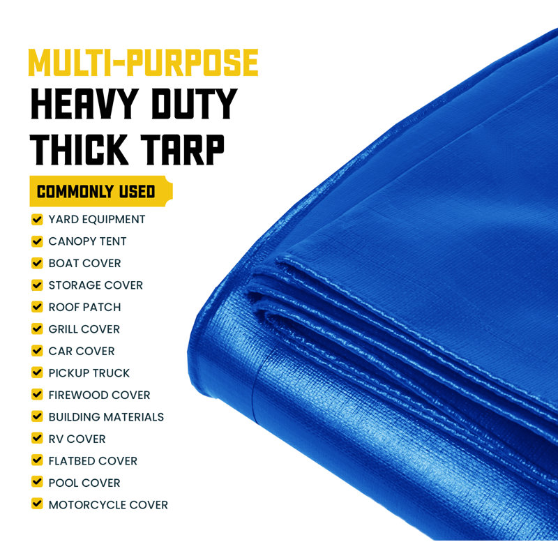 Bâche en polyéthylène robuste de 20 mil, imperméable et résistante aux rayons UV, Bleu, 30 pi x 50 pi