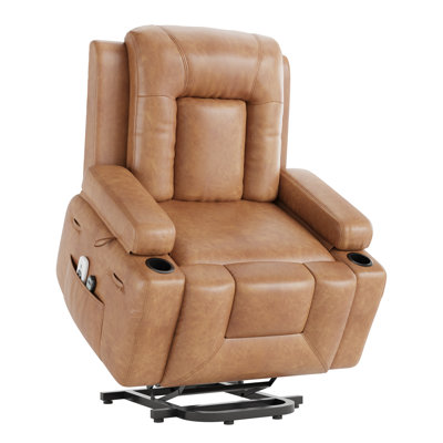 Fauteuil inclinable électrique avec massage et chaleur pour personnes âgées de 41 po x 36 po x 41 po, canapé inclinable électrique avec massage à 8 points et appui-tête réglable, similicuir résistant aux égratignures, rétro