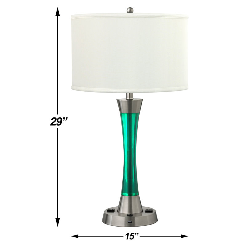 Lampe de bureau 29 po en acier brossé / bleu avec port USB
