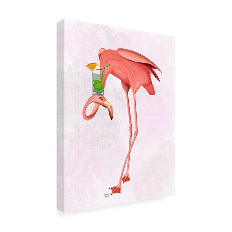 «Flamingo and Cocktail 1» par Fab Funky, impression sur toile tendue