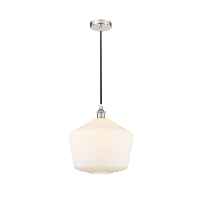 Luminaire suspendu 1 lumière Gabbie, Blanc mat, Nickel poli