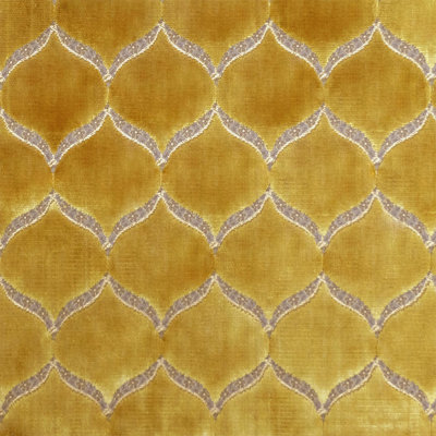 Tissu Eliza | Tissu en velours à motif médaillon | Couleur or