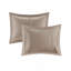 Ensemble d'édredon en charmeuse de polyester 7 pièces avec plis et bourre hypoallergénique, grand, taupe-119313415