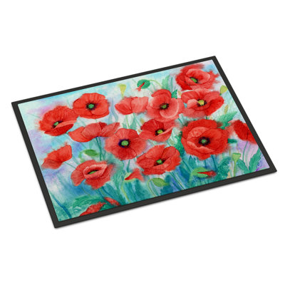 Tapis d'extérieur antidérapant Urich Poppies