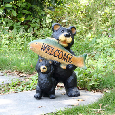  Bears Hold Fish Garden Sign