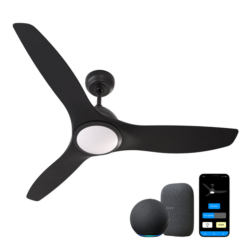 ONE Smart All Season 52'' Smart Ceiling Fan with LED Light – Modern Indoor/Outdoor Fan with Remote, 6 Speeds, Reversible Blades, Works with Alexa & Google"