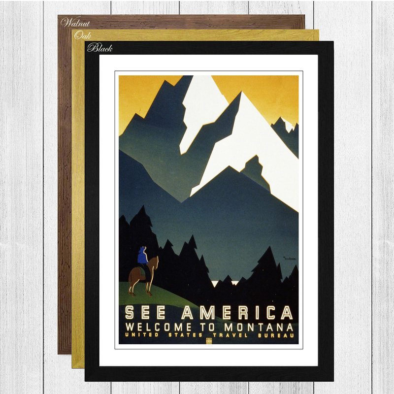 Vintage WPA See America Montana (2) Framed Vintage Advertisement - Framed Print, Black