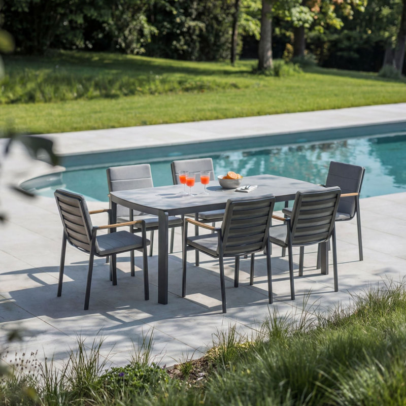 6 - Person Patio Dining Set with Rectangular Table , Cushions Included