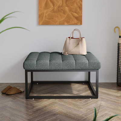 84 cm W Linen Tufted Square Footstool