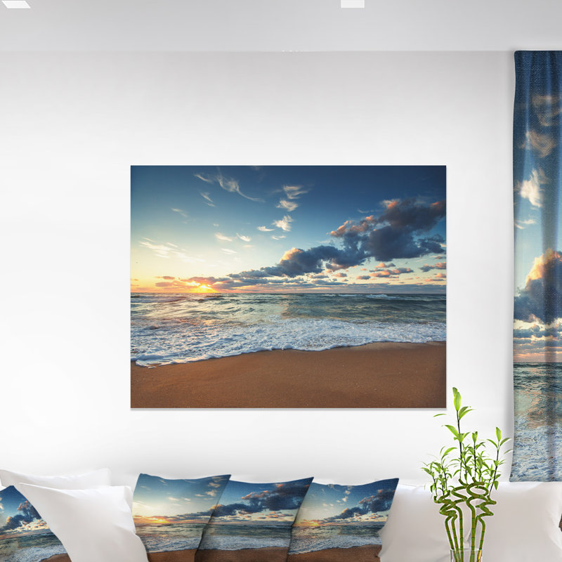 Sunrise and Glowing Waves Coastal Landscape Canvas Print